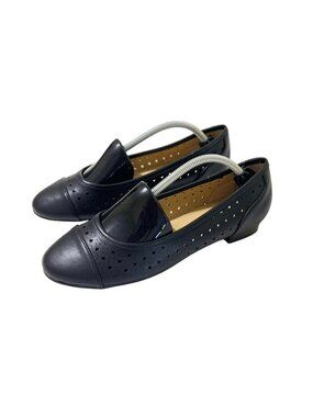 Comfort View Black Flat Dress Shoes Women Size 9M Laser Cut Holes - New No Box